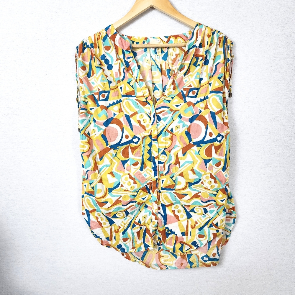 Anthropologie Danielle Kroll Brooklynite Mod Abstract Printed Button Dow…
